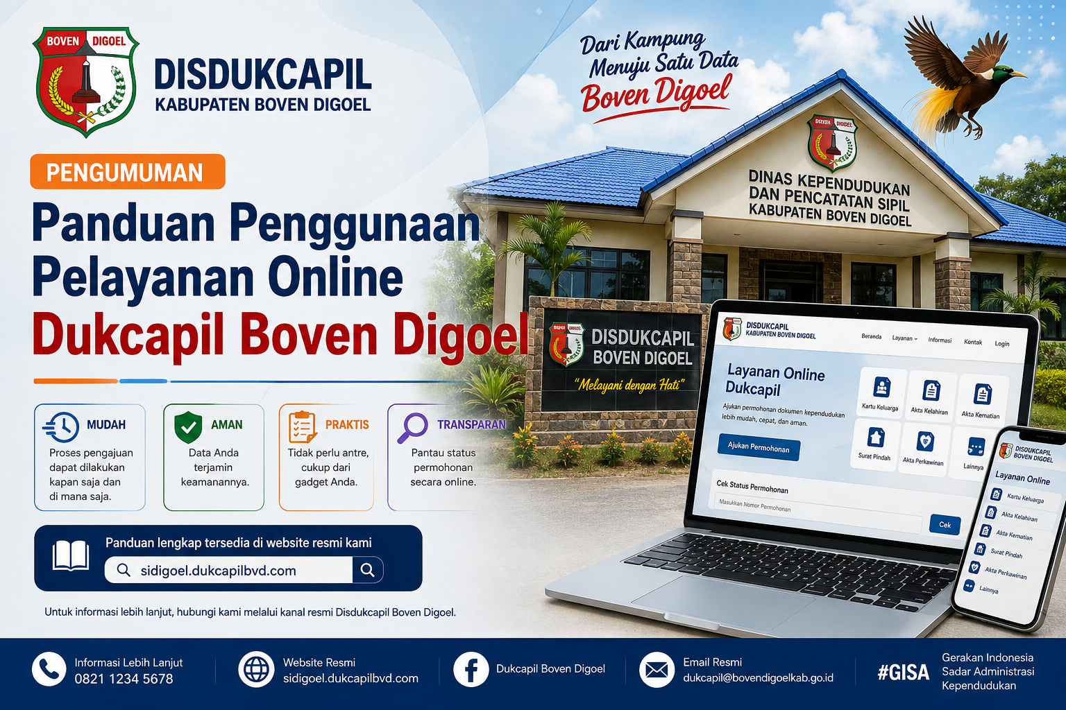 Gambar Panduan Penggunaan Pelayanan Online Dukcapil Boven Digoel