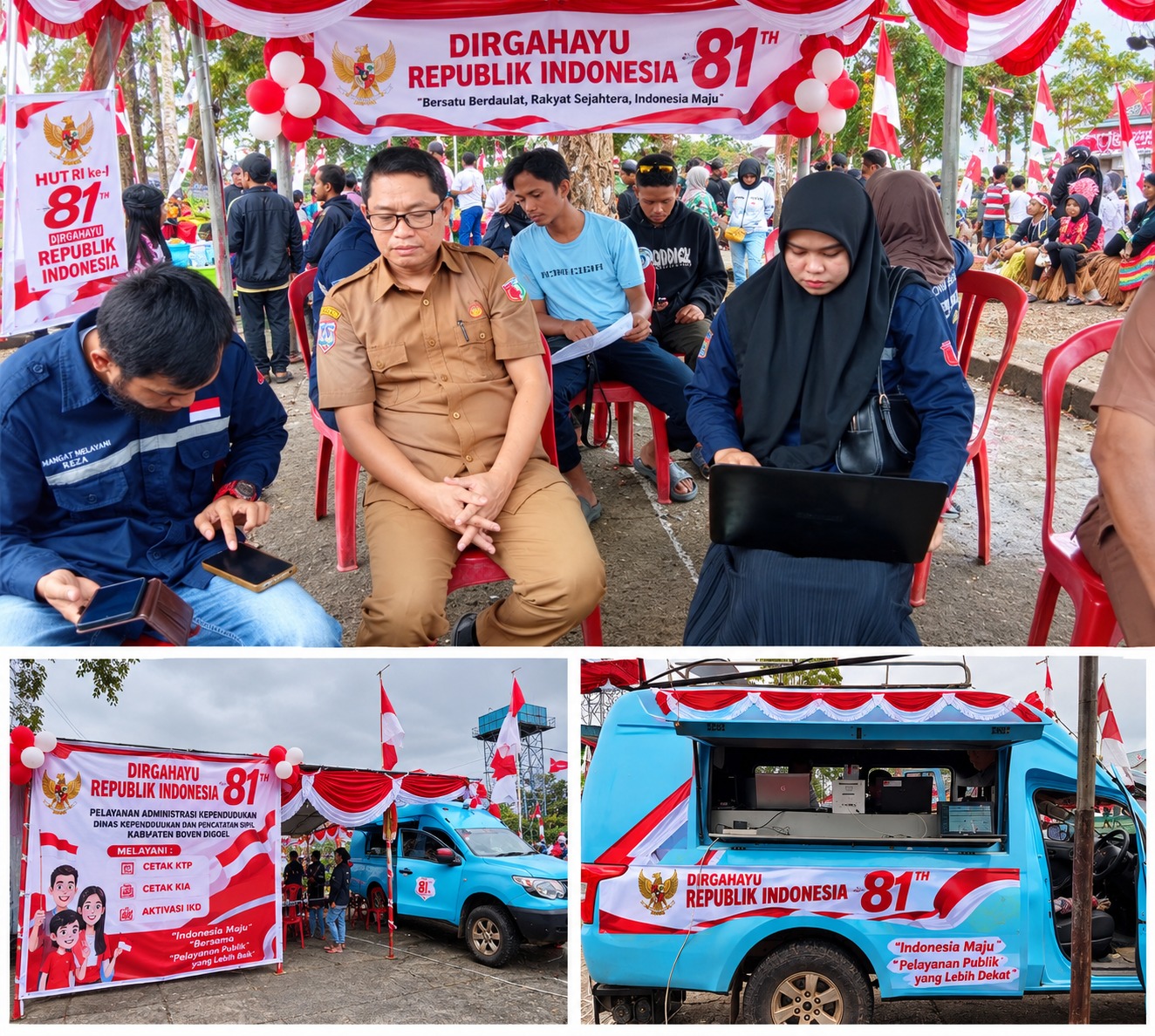 Gambar berita Semarak HUT ke-81 RI, Disdukcapil Boven Digoel Hadirkan Pelayanan Adminduk di Halaman Kantor Bupati